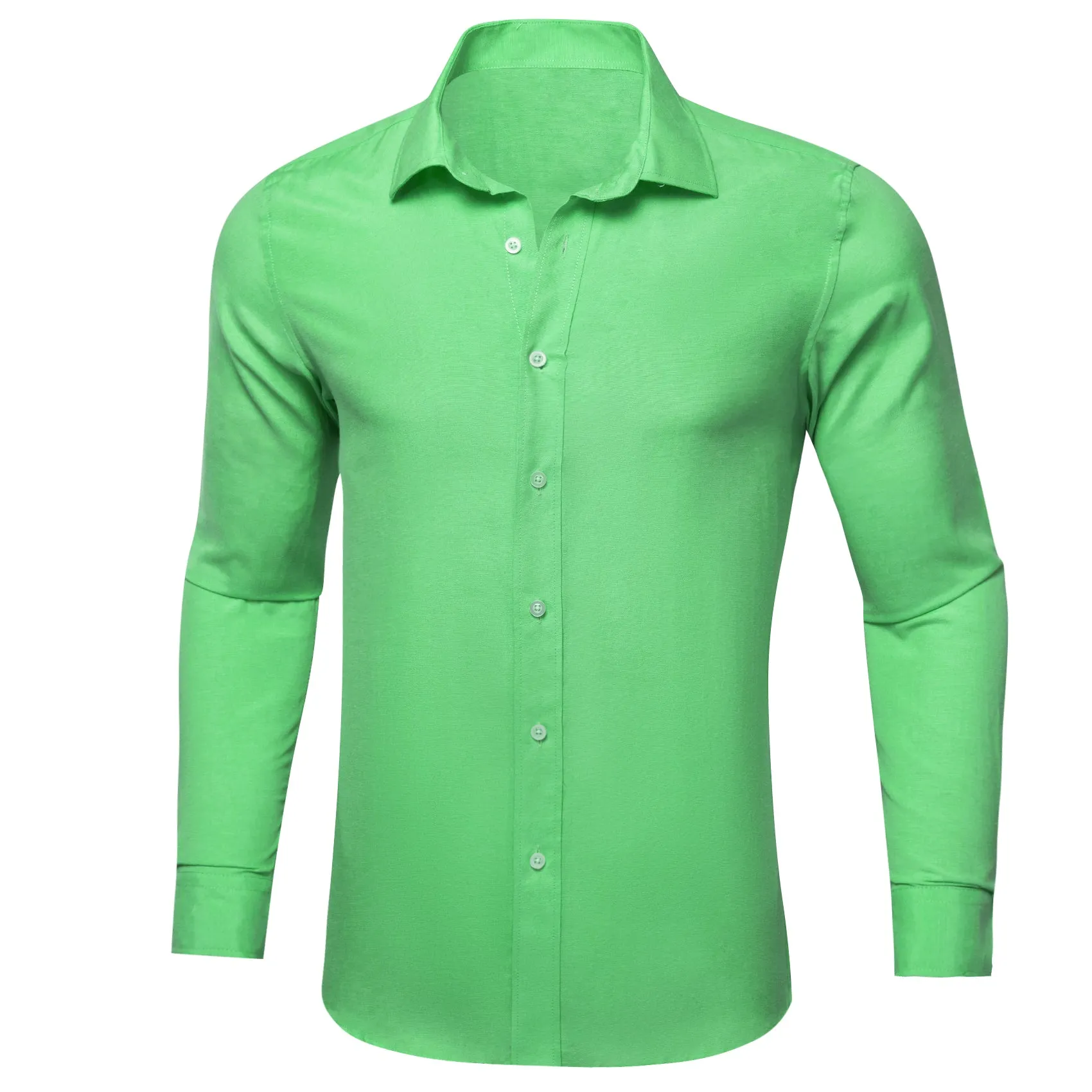 Green Solid Men's Long Sleeve Casual Shirt