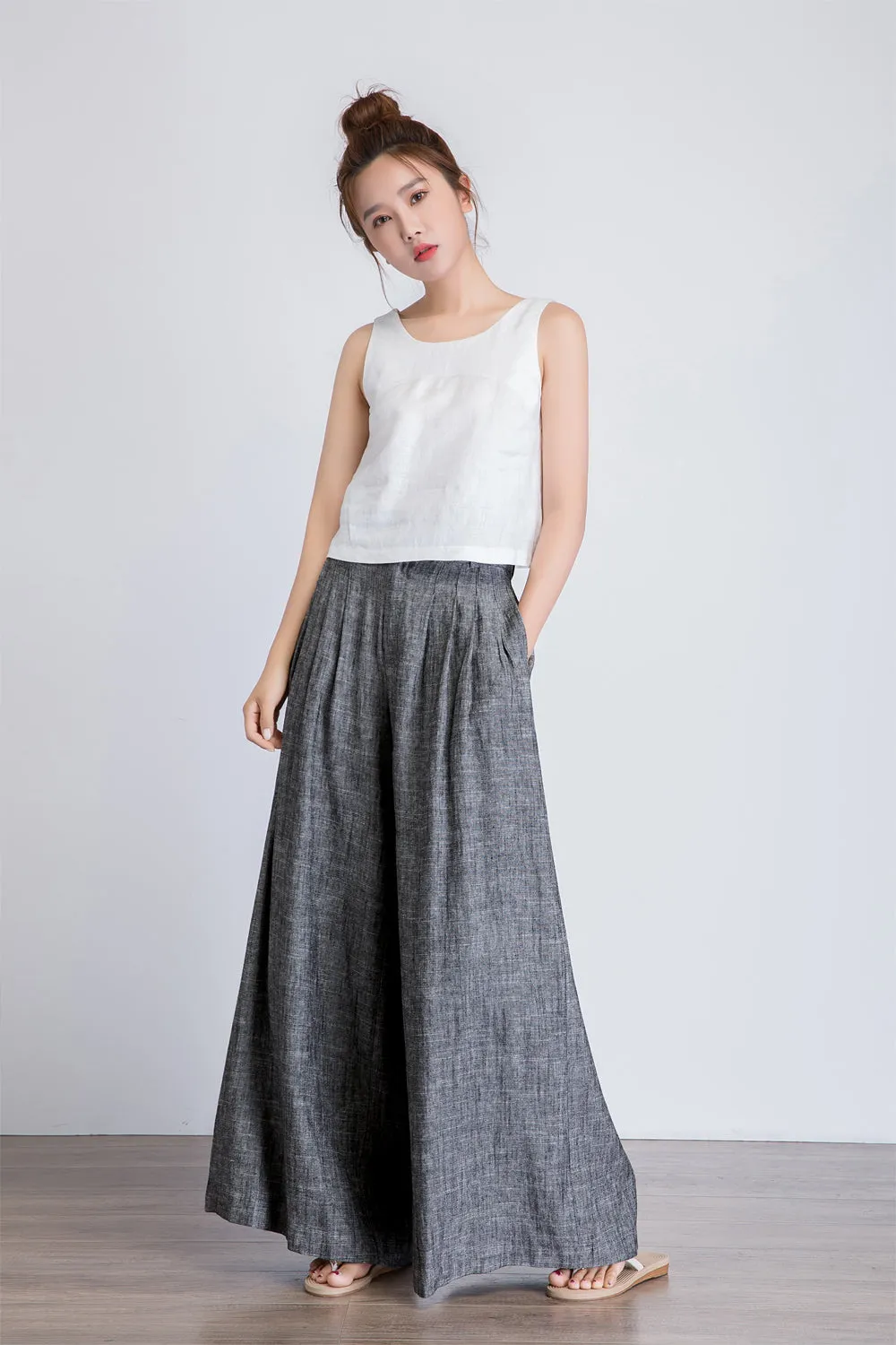 Grey Linen pants, linen palazzo pants, long linen pants, wide leg pants, loose pants1938