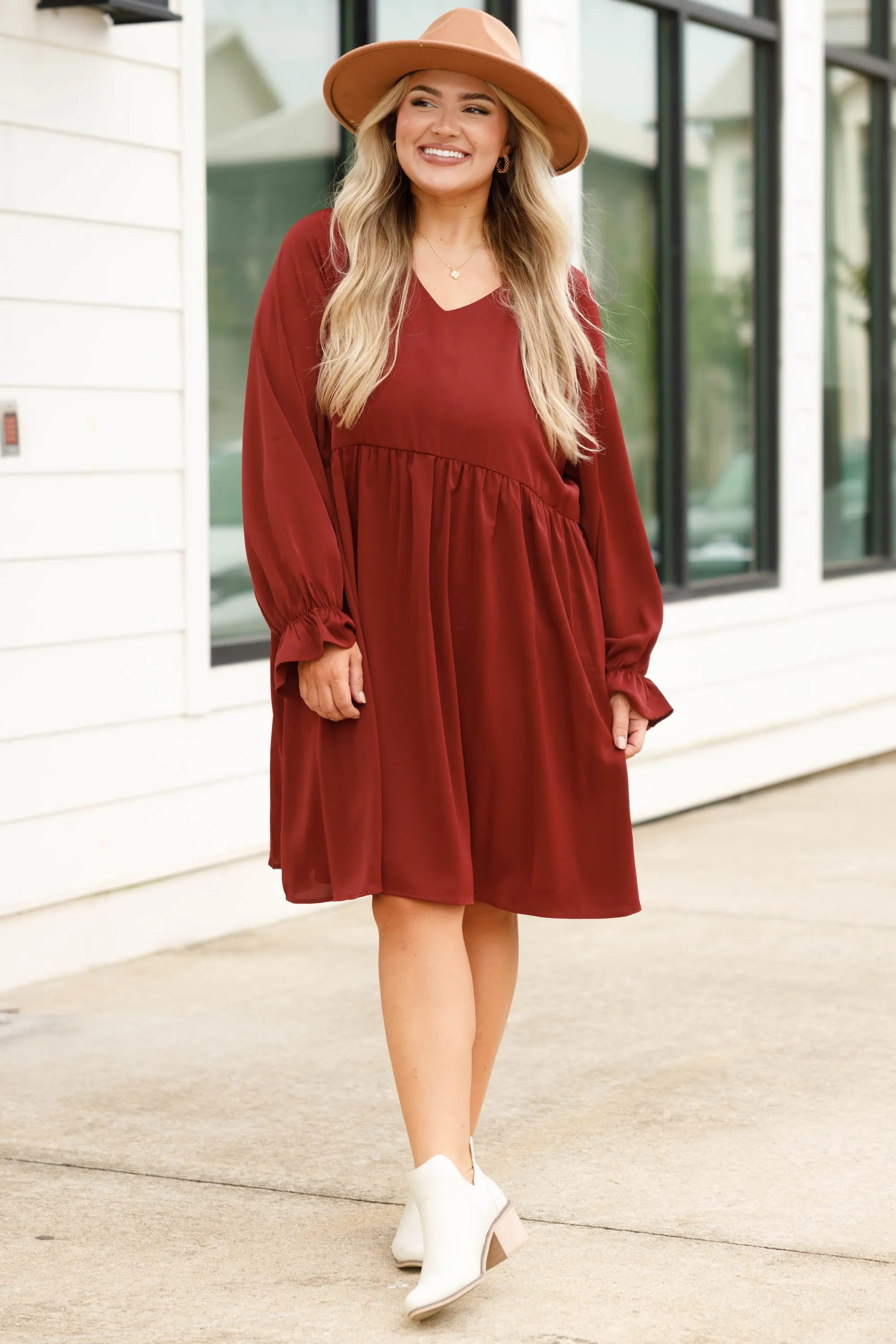 Here's To Love Dress, Burgundy