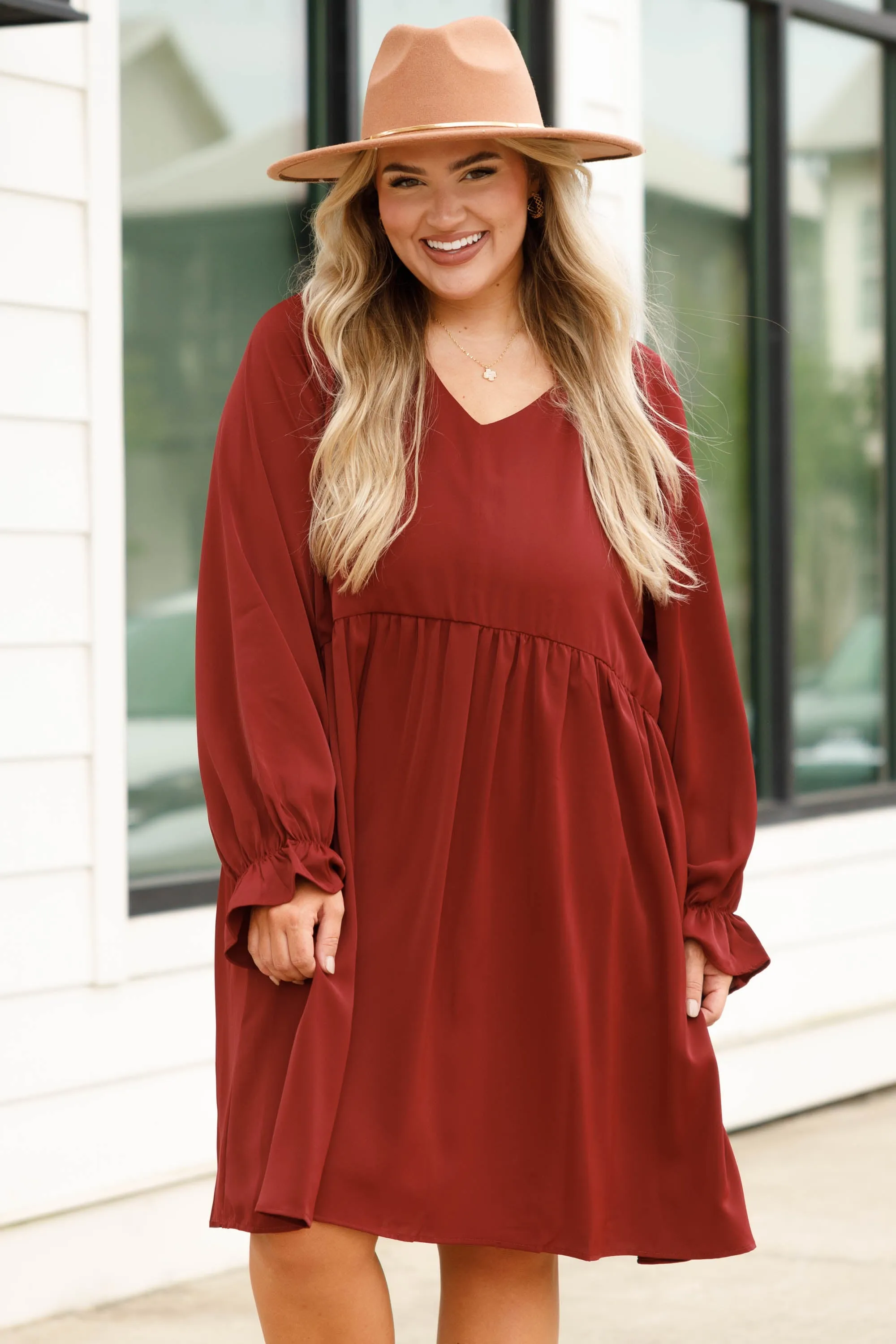 Here's To Love Dress, Burgundy