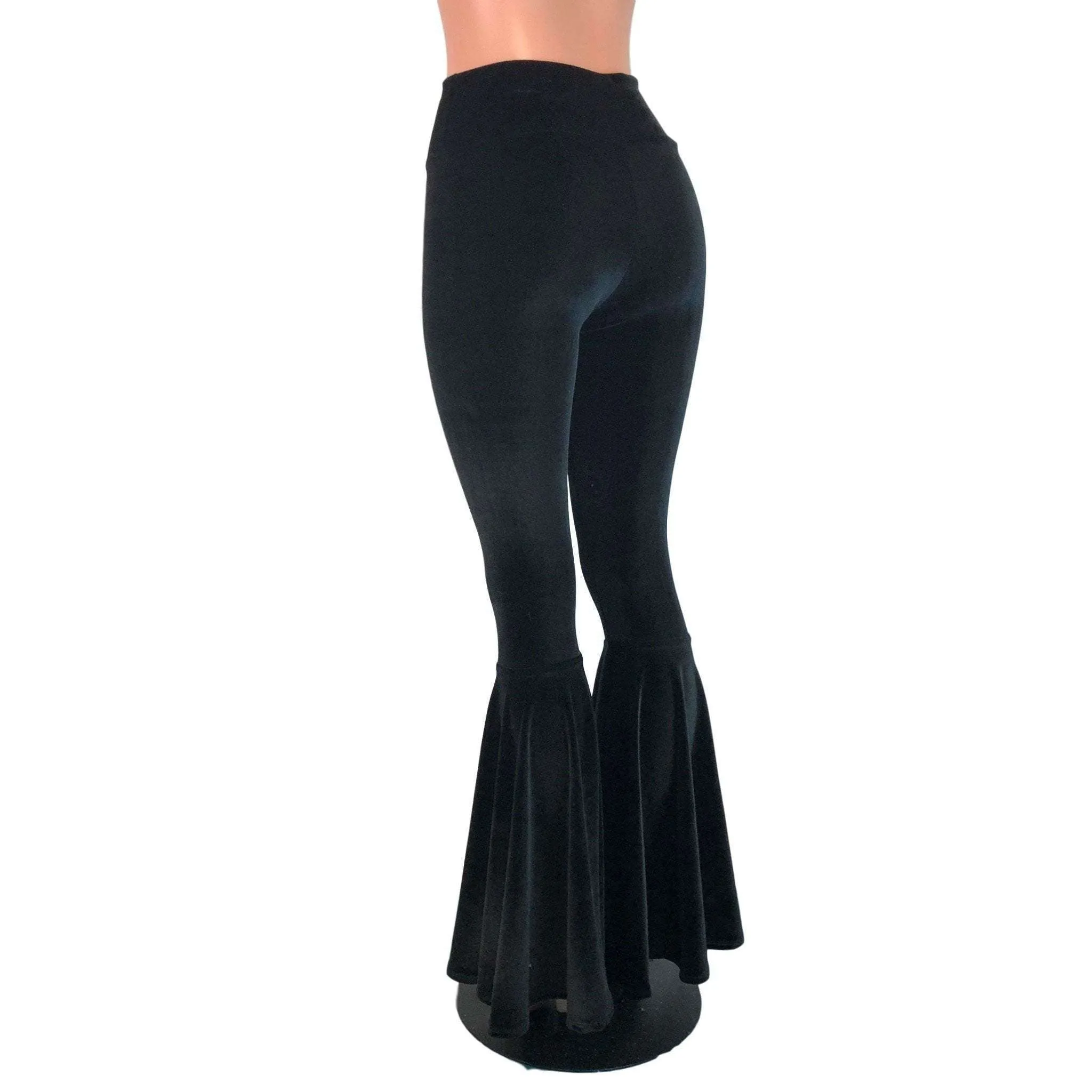 High Waist Bell Bottoms - Black Velvet