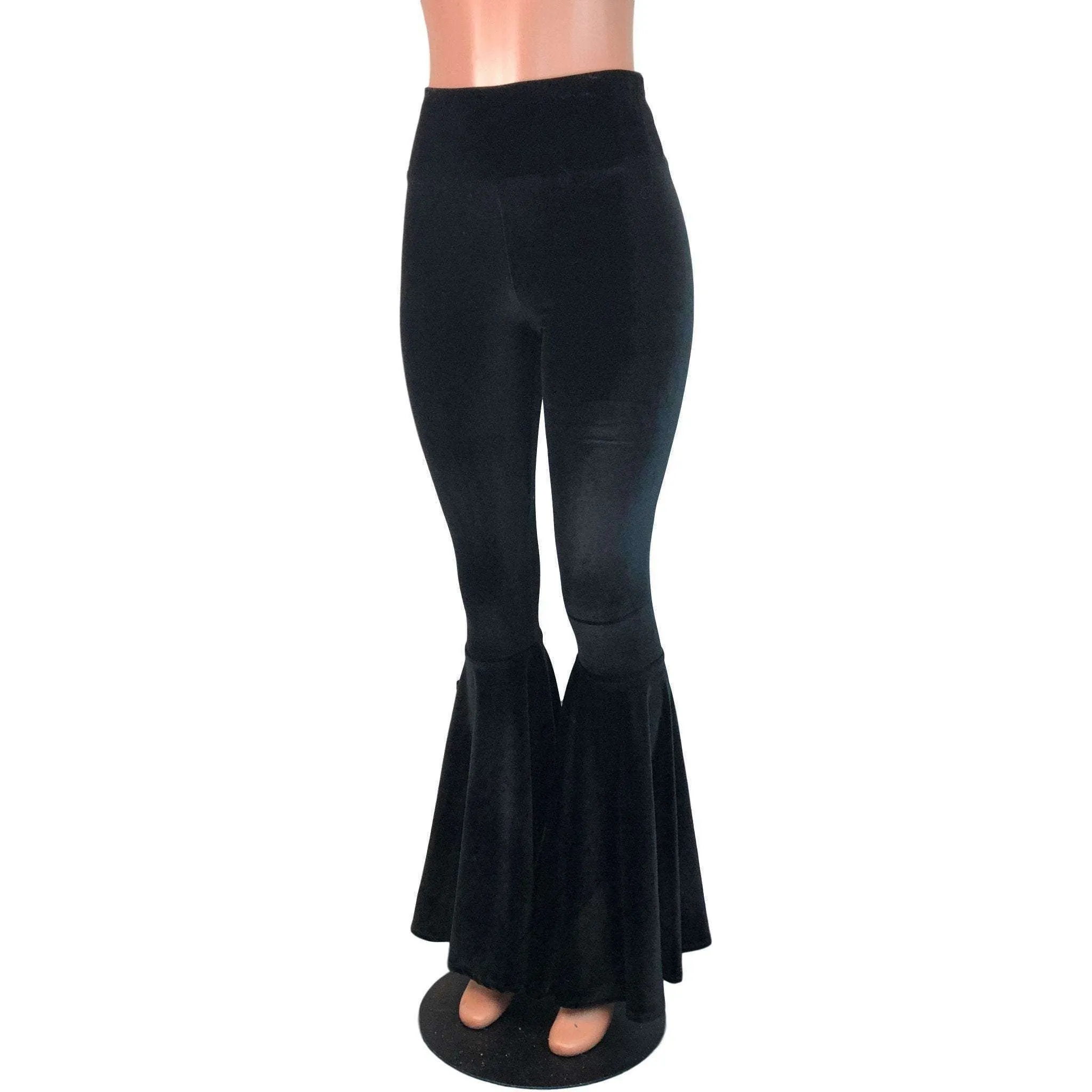 High Waist Bell Bottoms - Black Velvet