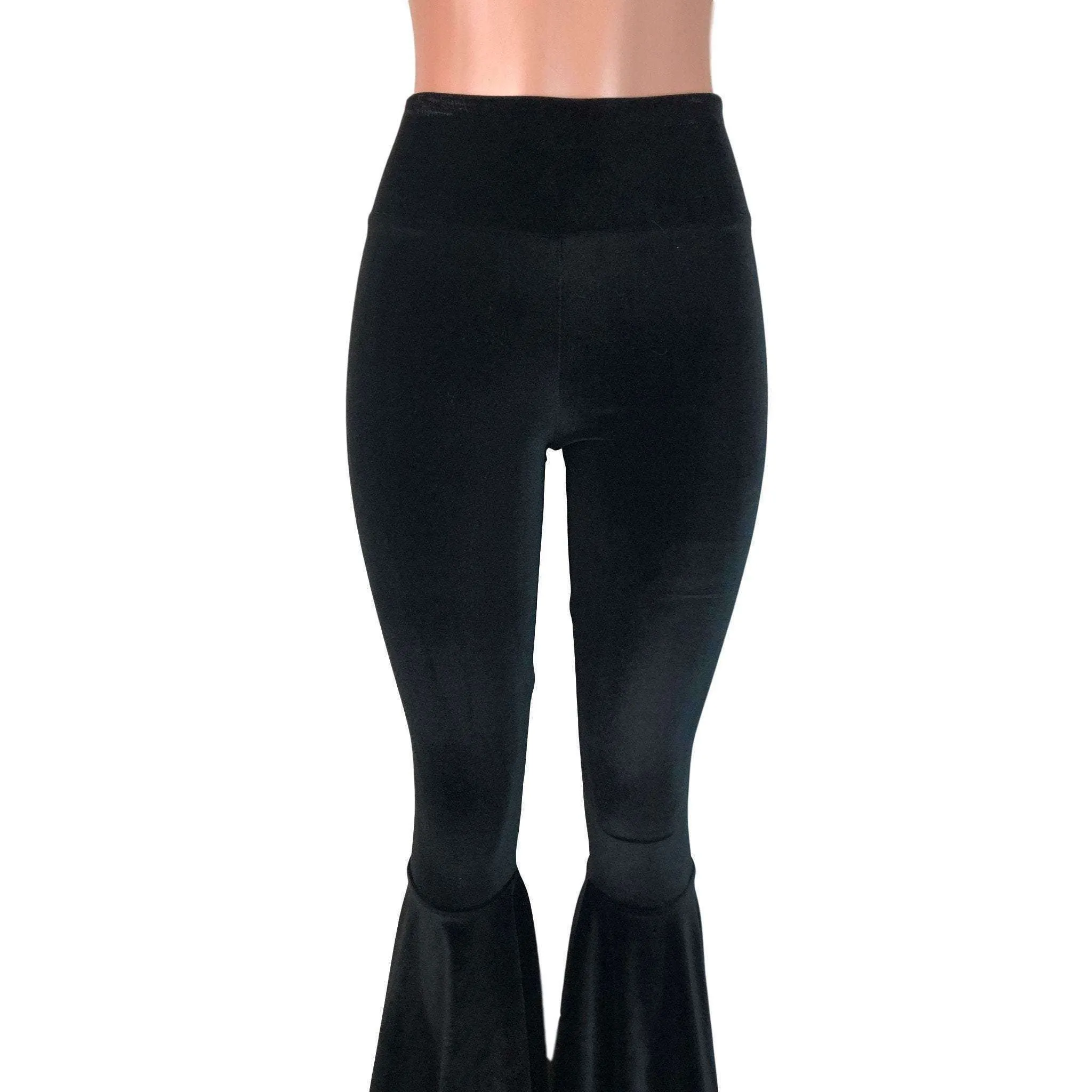 High Waist Bell Bottoms - Black Velvet