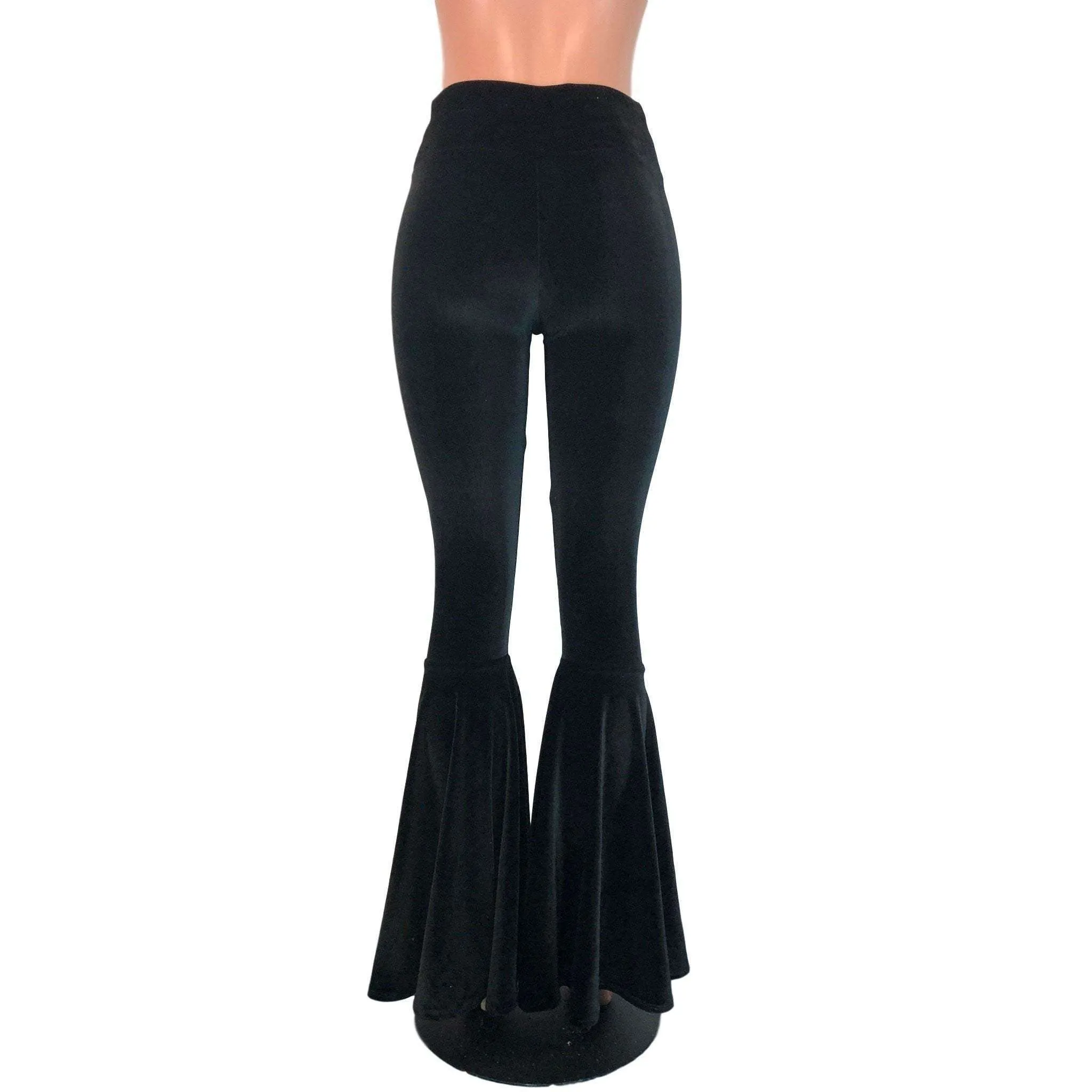 High Waist Bell Bottoms - Black Velvet