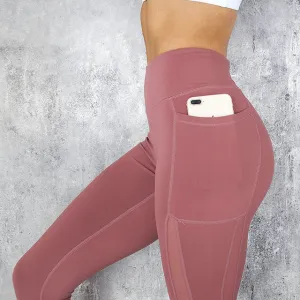 High Waist Pocket Solid Sport Pants