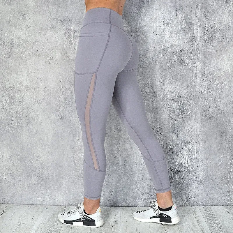 High Waist Pocket Solid Sport Pants