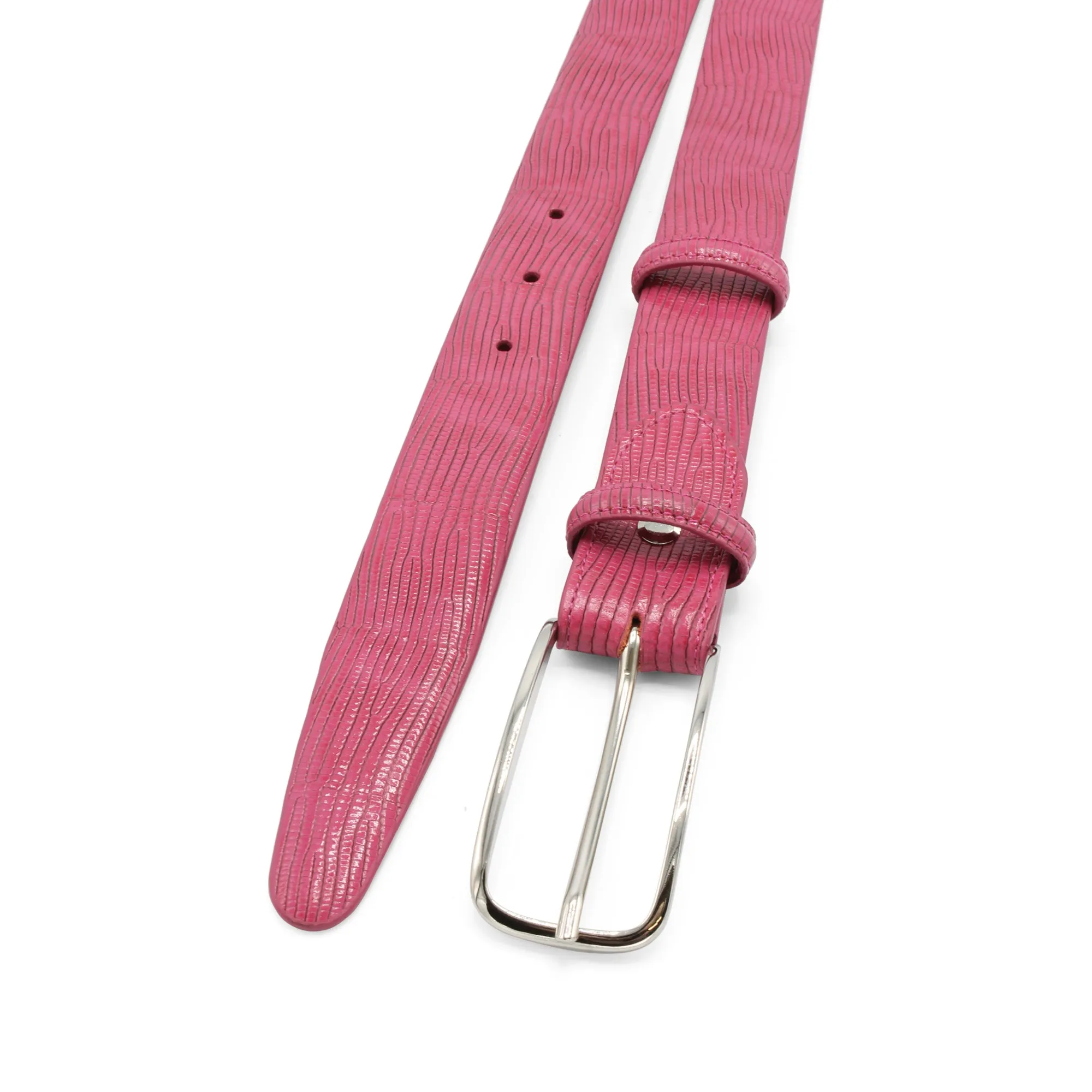 Hot Pink Narrow Lucertola Texture Prong Belt