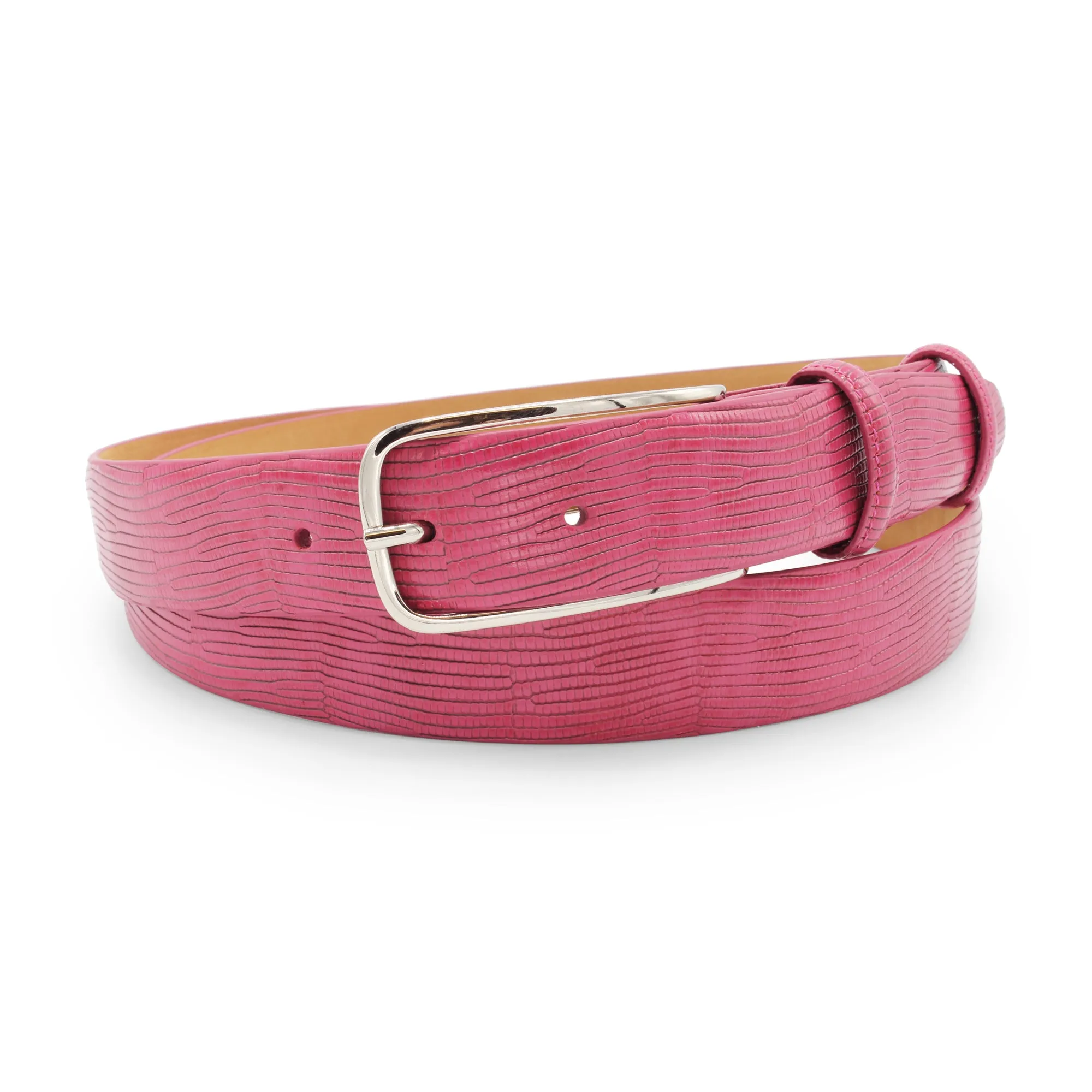 Hot Pink Narrow Lucertola Texture Prong Belt