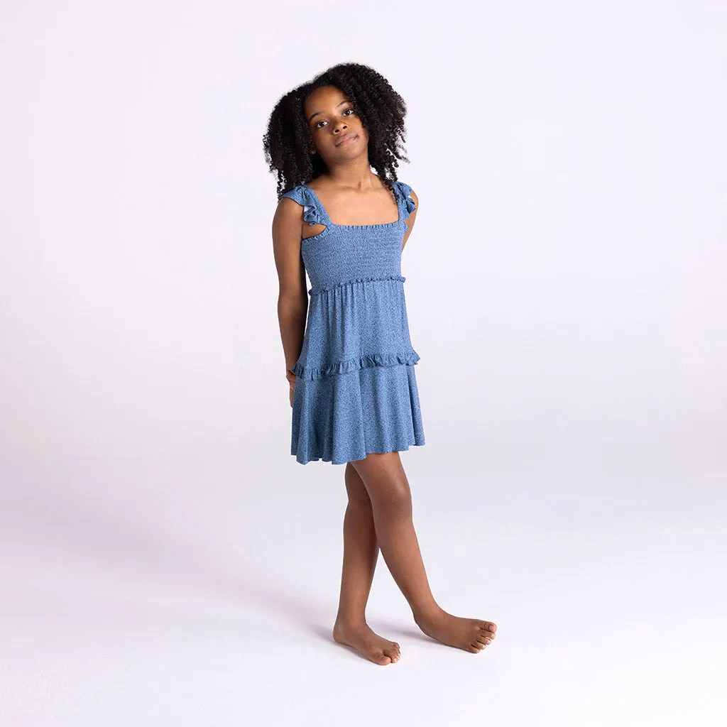 Indigo Denim Smocked Babydoll Dress