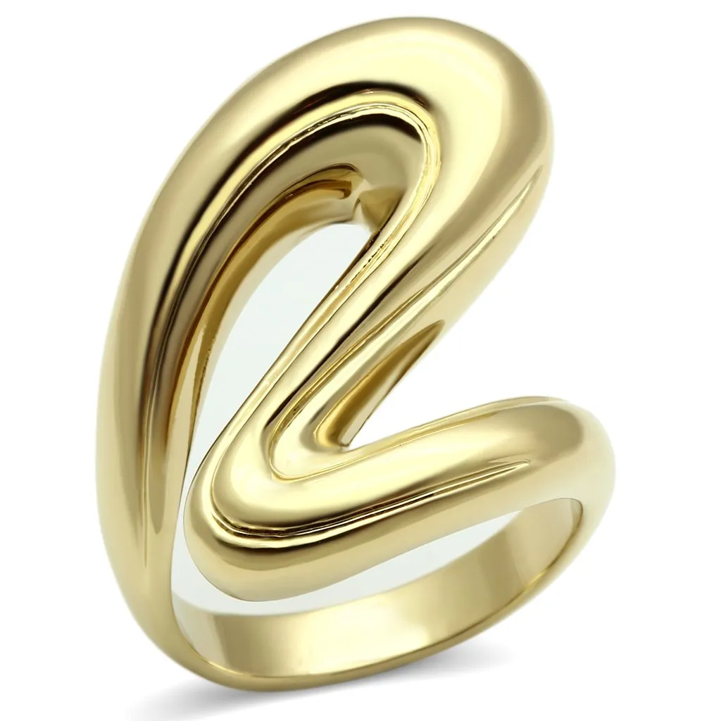 IP Gold(Ion Plating) Brass Ring with No Stone for Women Style GL290