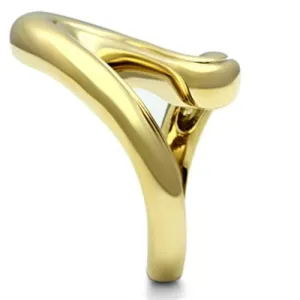 IP Gold(Ion Plating) Brass Ring with No Stone for Women Style GL290