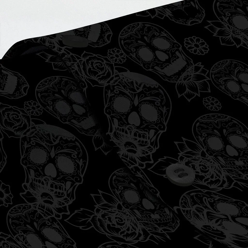 Jacquard Skulls Black Button-Down Shirt