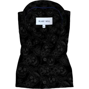 Jacquard Skulls Black Button-Down Shirt