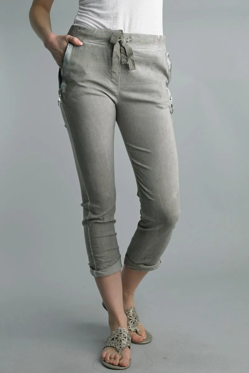 Joggers With Bling in Taupe & Gray