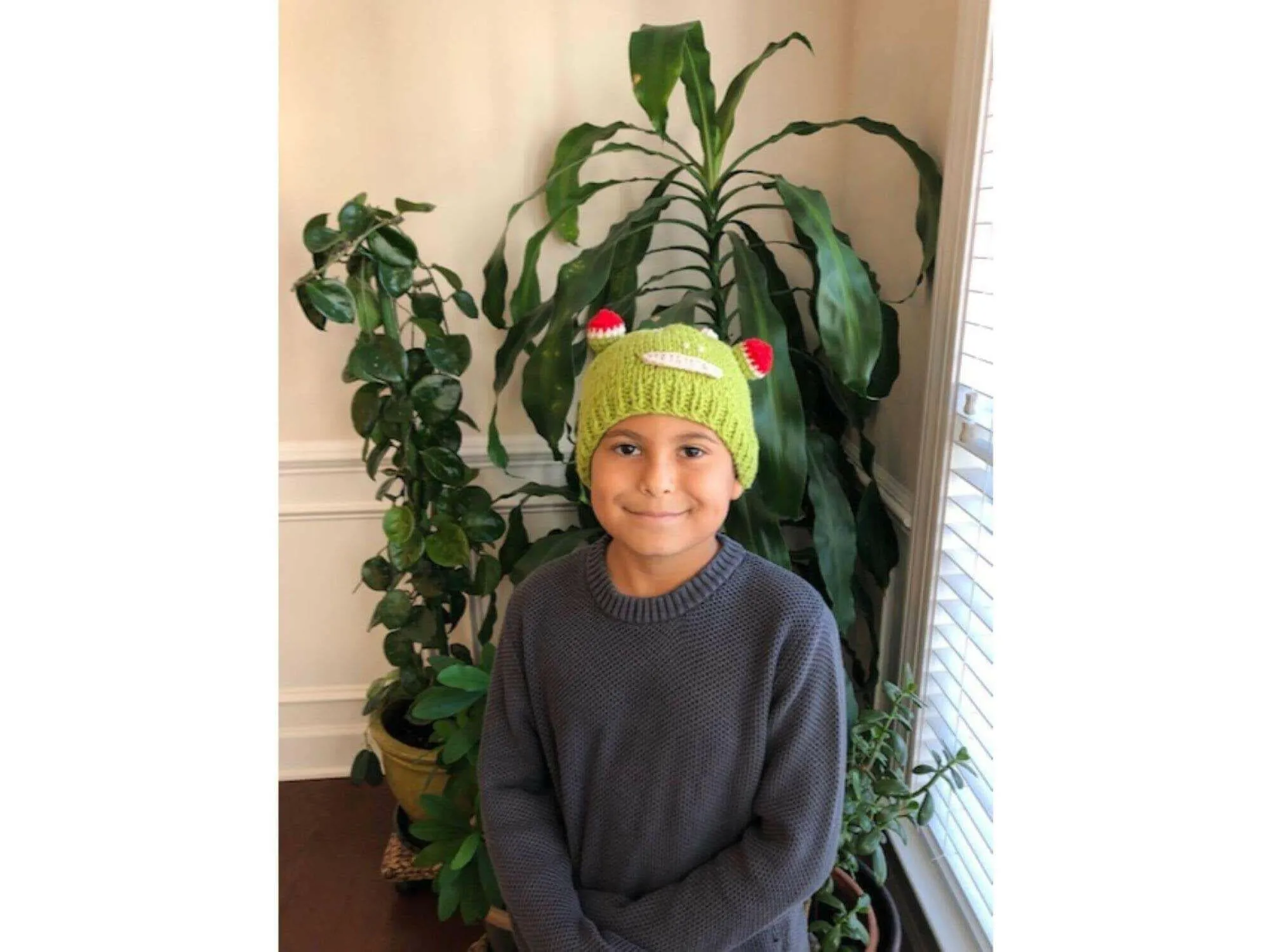 Kids Beanie Hat, Kids Winter Hand-Knitted Wool Frog Animal Theme Hat