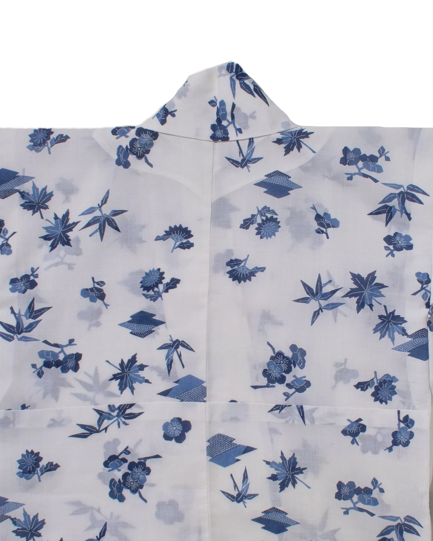 Kiriko Custom, Altered Yukata Jacket, White with Blue Leaves