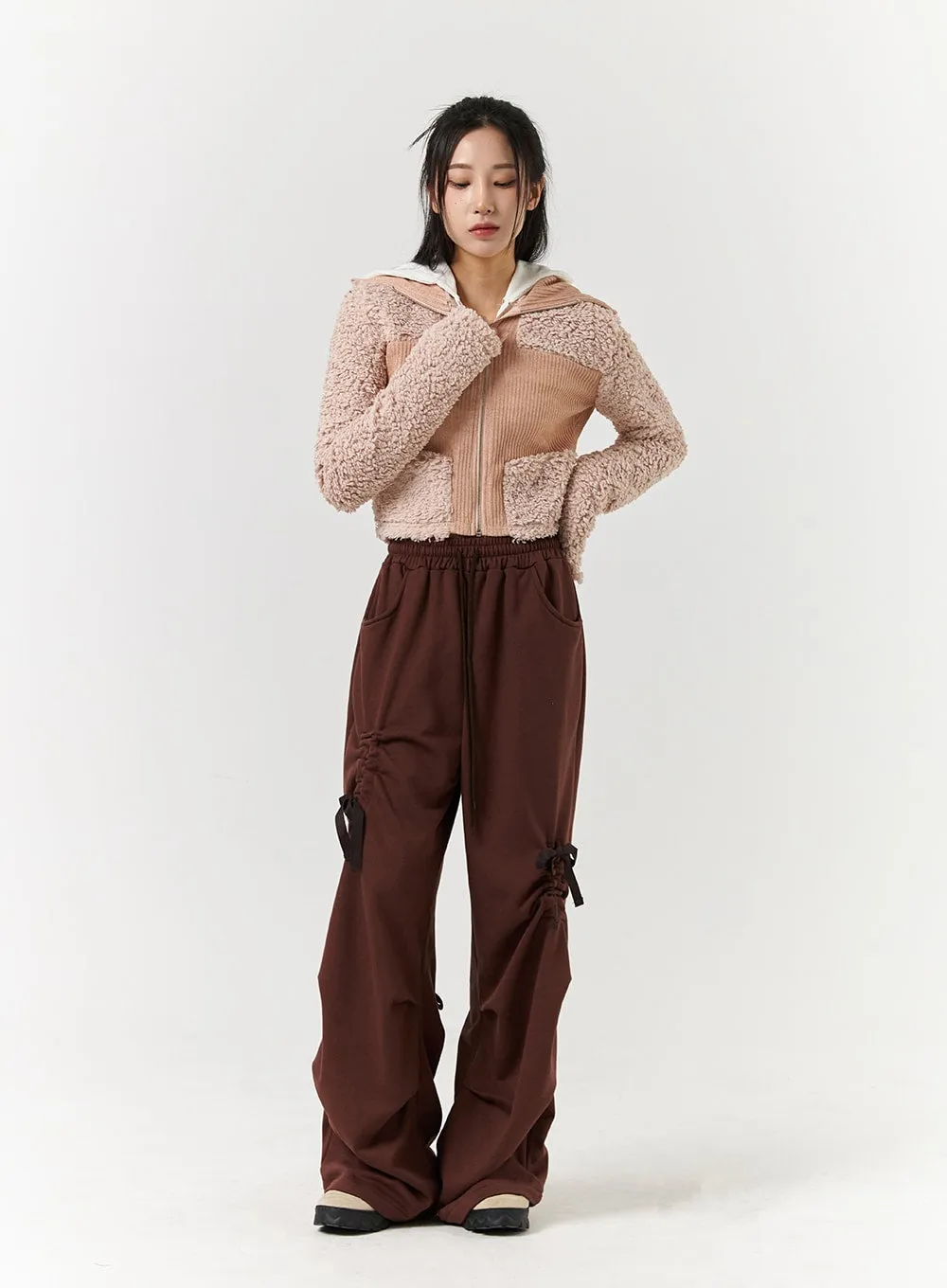 Knotted Solid High Waist Wide Leg Trousers CD322