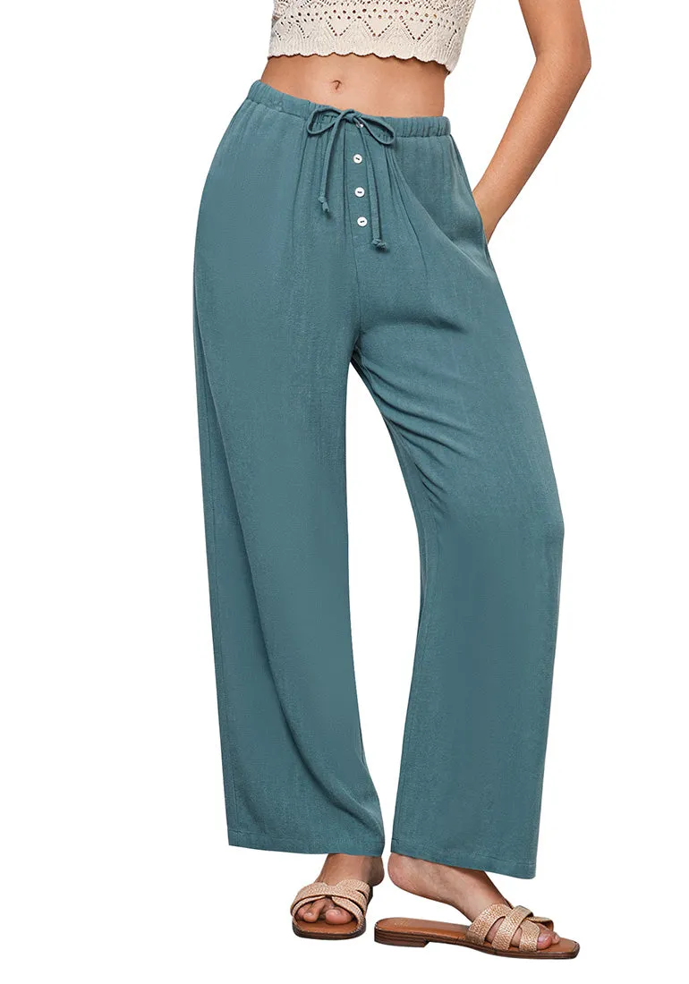 Lake Lightweight Casual Quick Dry Breathable Comfy Wide Leg Pant Elastic Waist