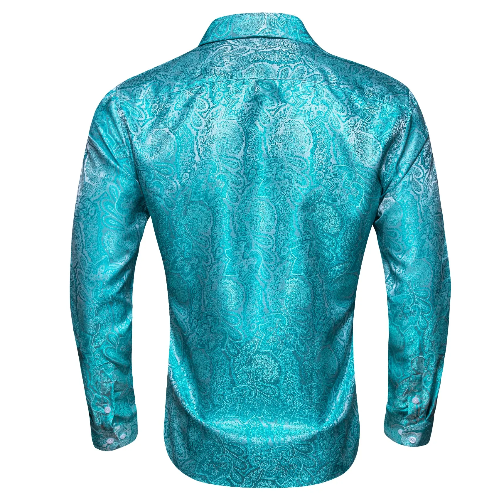 Maximum Blue Green Paisley Men's Long Sleeve Casual Shirt