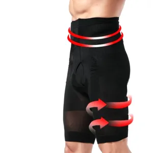 Men's Slimming Elastic Seamless High Waist Garment Shaping Thight Slimmer Yoga Shorts