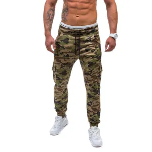 Mens Sport Pants Elastic Waist Drawstring Camouflage Casual Sportwear