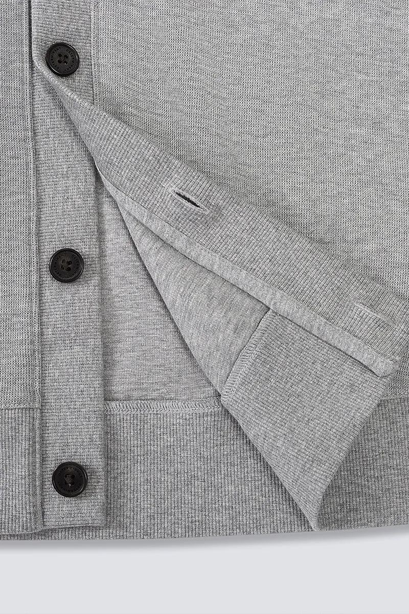 Merino-Blend French Rib Cardigan | Grey EBC054