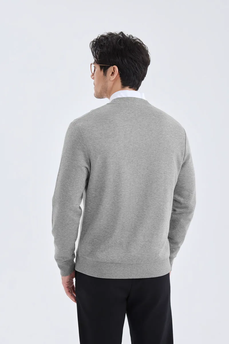 Merino-Blend French Rib Cardigan | Grey EBC054