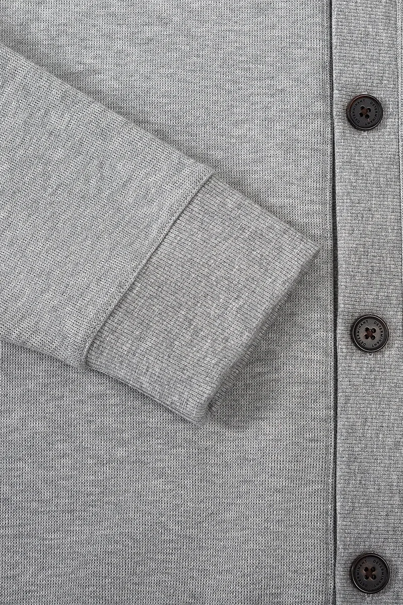 Merino-Blend French Rib Cardigan | Grey EBC054