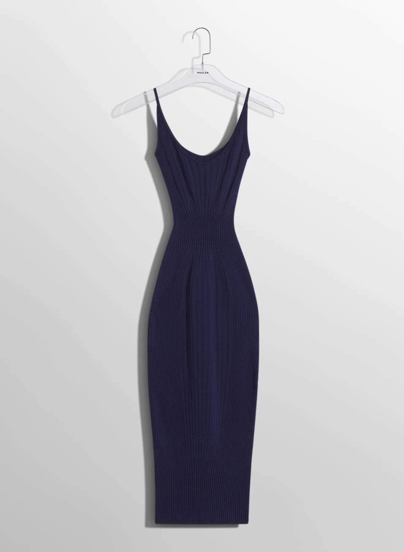 midnight blue sculpting knit dress