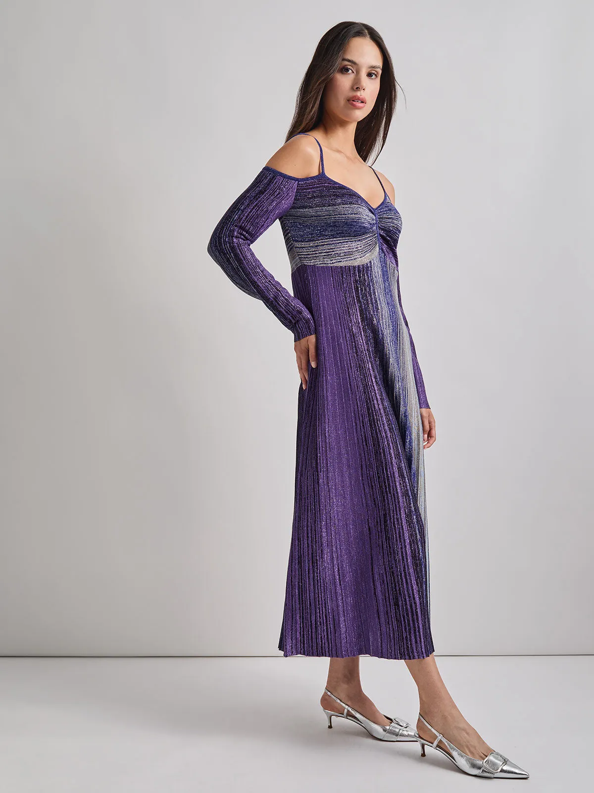 Modern Fit Empire Shimmer Lurex Knit Maxi Dress