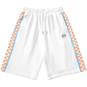 Multi-color optional patchwork checkerboard printed label nickel shorts