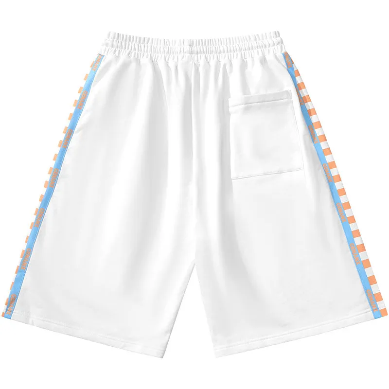 Multi-color optional patchwork checkerboard printed label nickel shorts