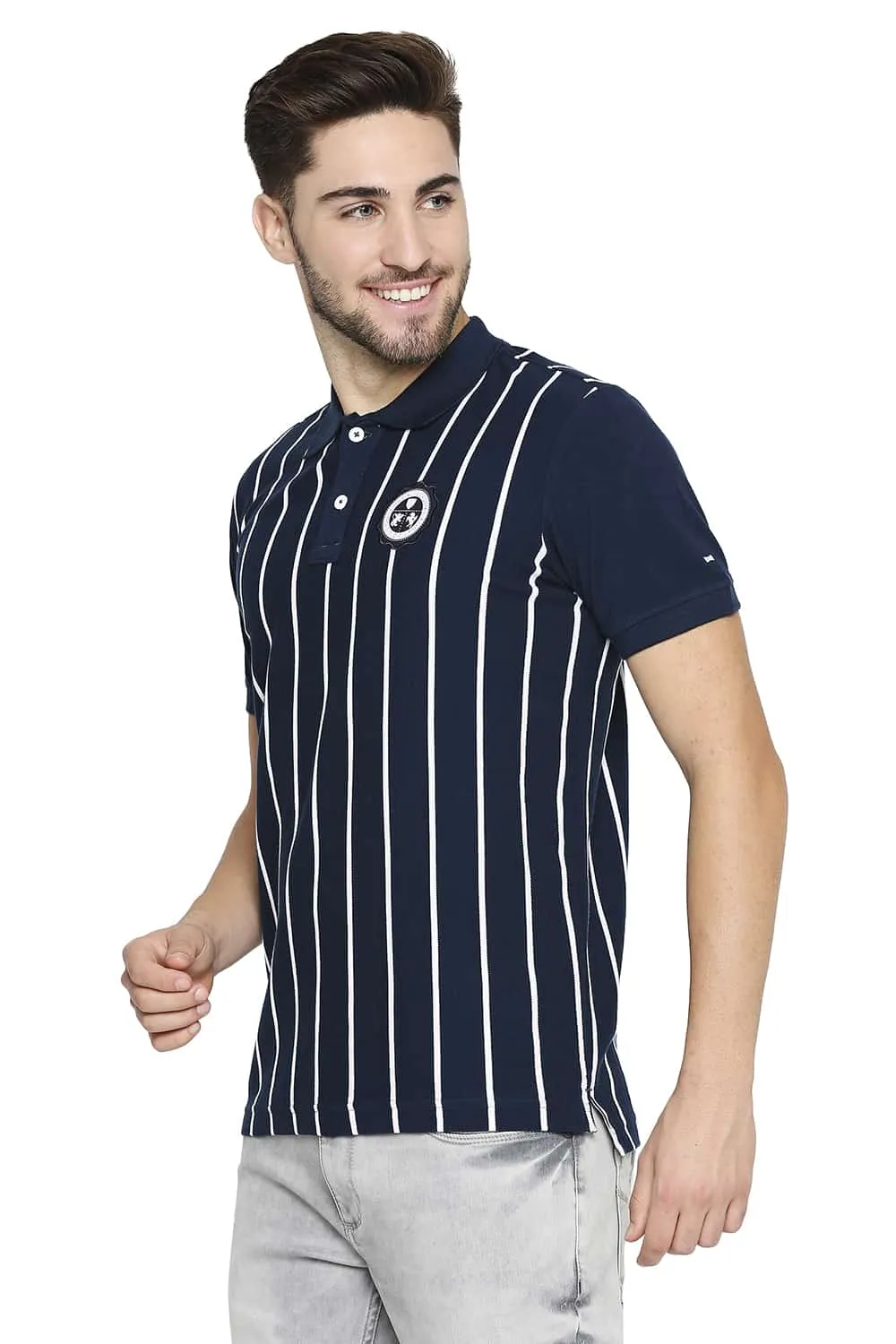 Muscle Fit Engineered Stripe Polo T-shirt