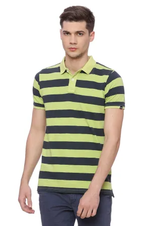 Muscle Fit Striped Rugby Polo T Shirt