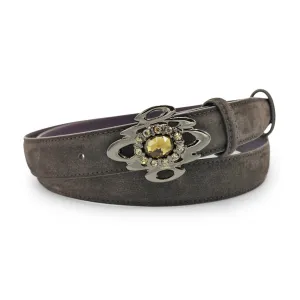 Narrow Anthracite Grey Suede Cloud Belt