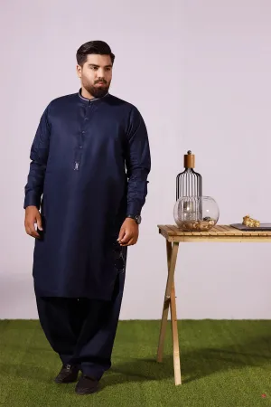 Navy Blue Cotton Kurta Shalwar (Plus Size) - P22 - MKS005P