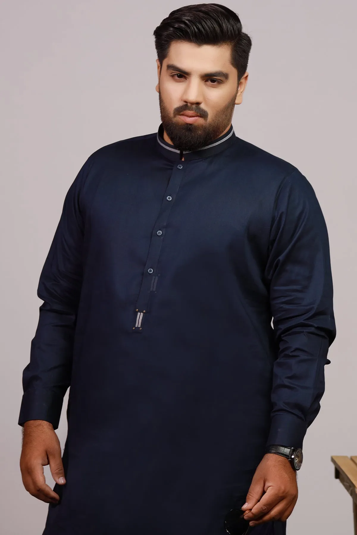 Navy Blue Cotton Kurta Shalwar (Plus Size) - P22 - MKS005P