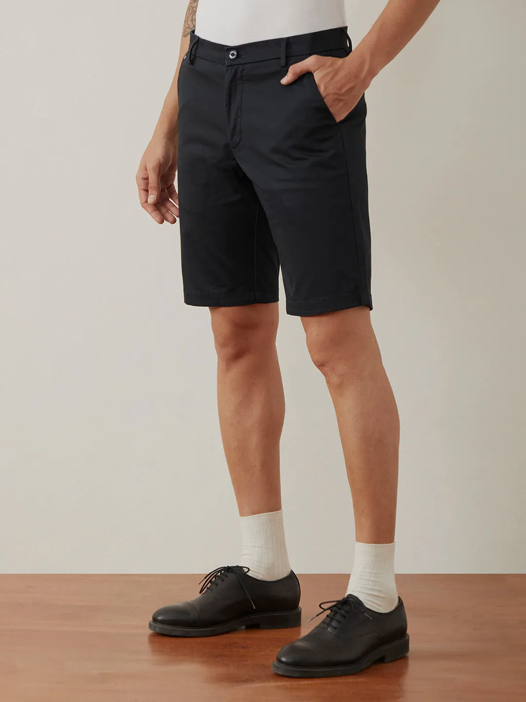 Navy Plain Shorts