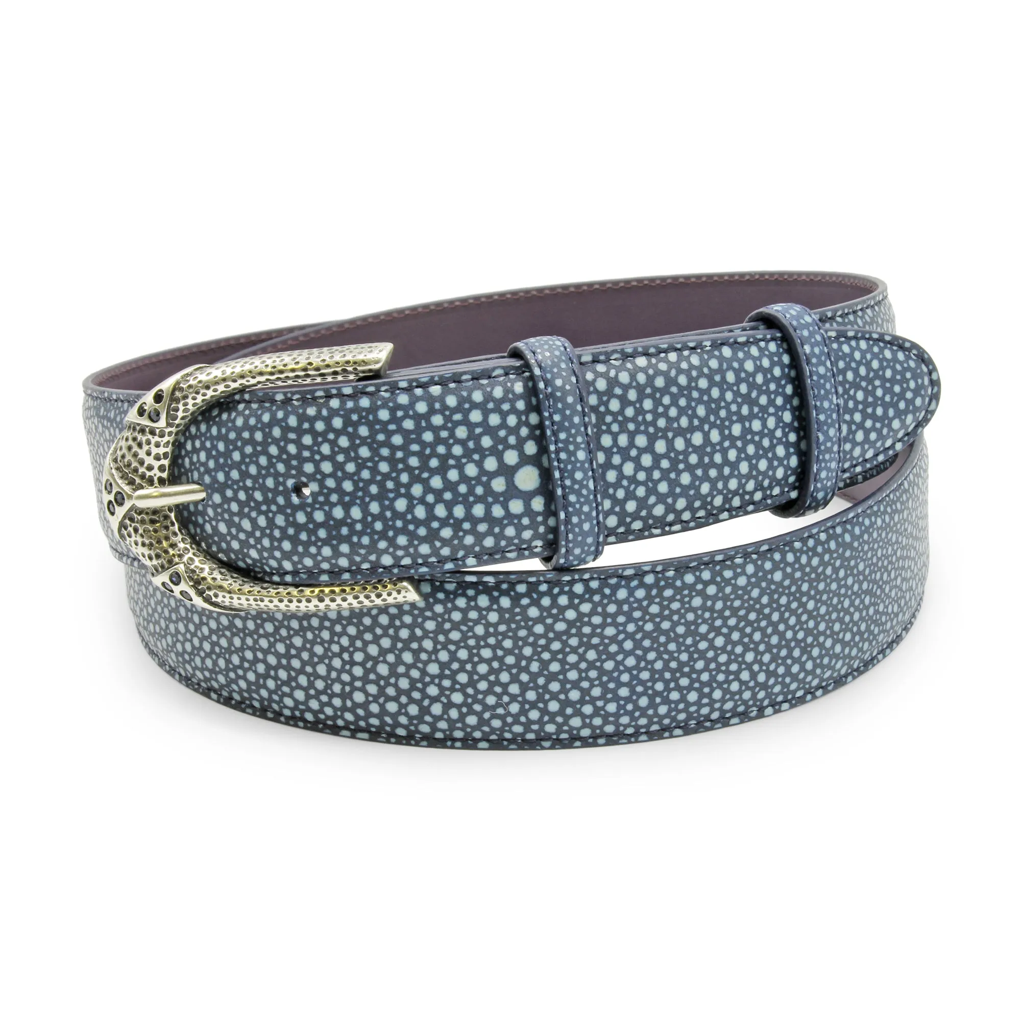 Ocean Blue Mock Stingray Crystal Prong Belt