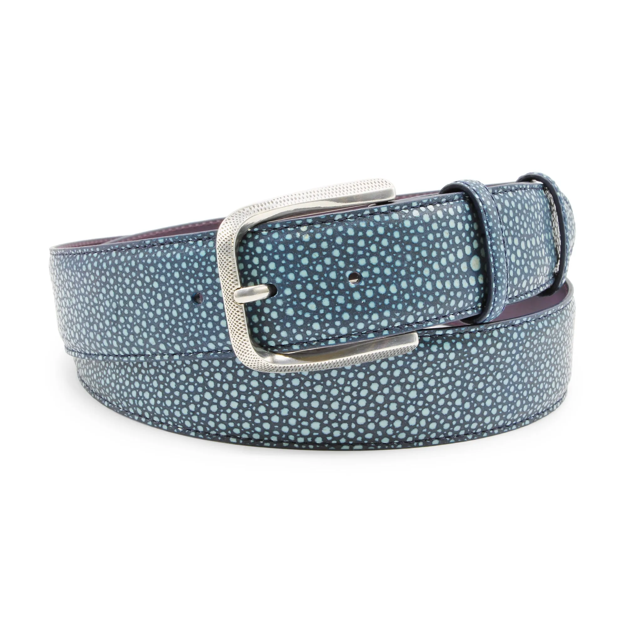 Ocean Blue Mock Stingray Dimple Prong Belt