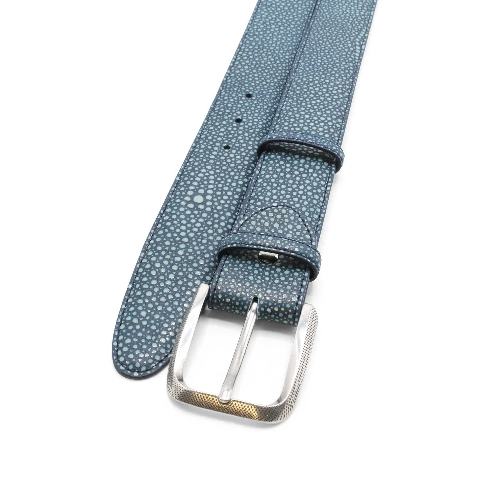 Ocean Blue Mock Stingray Dimple Prong Belt