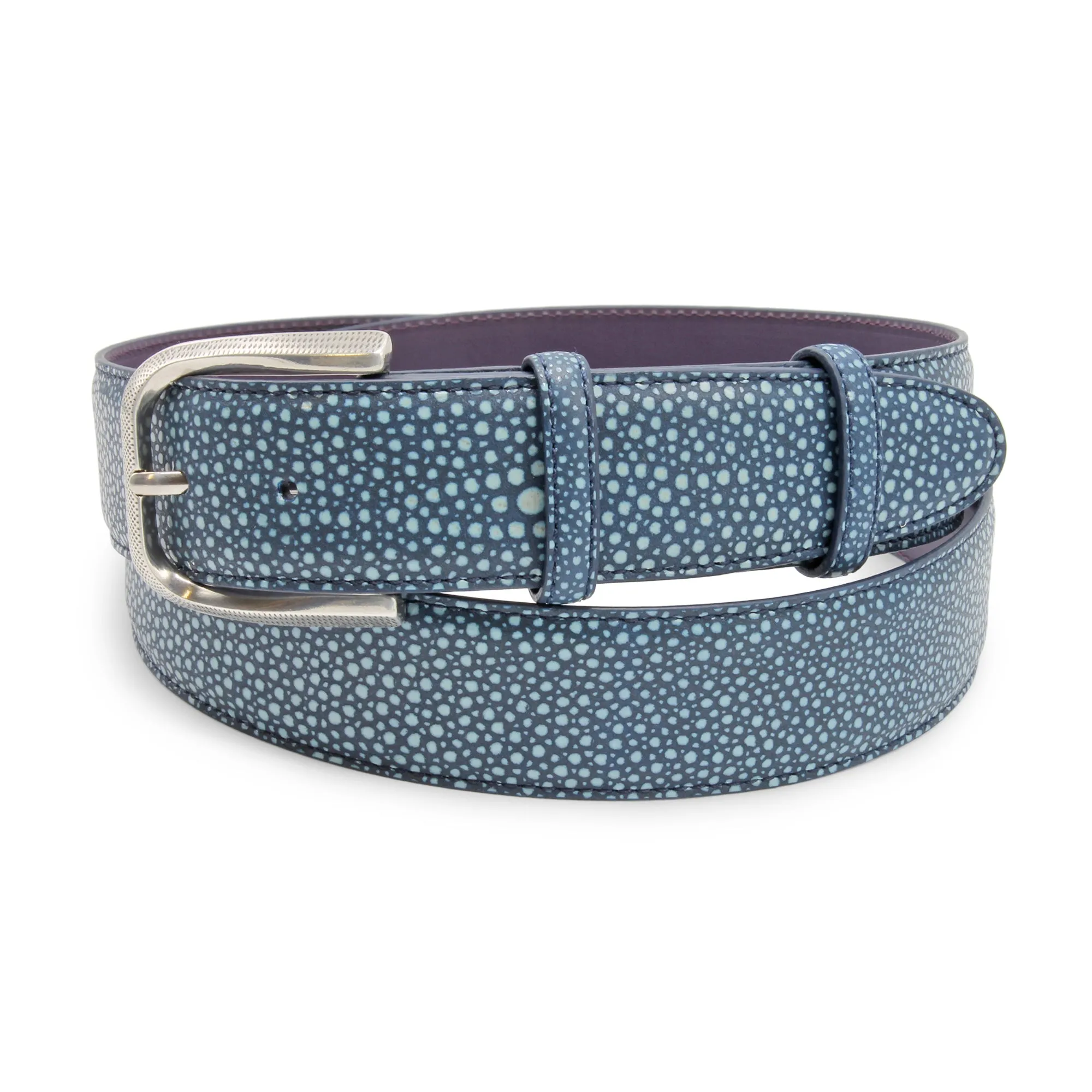 Ocean Blue Mock Stingray Dimple Prong Belt