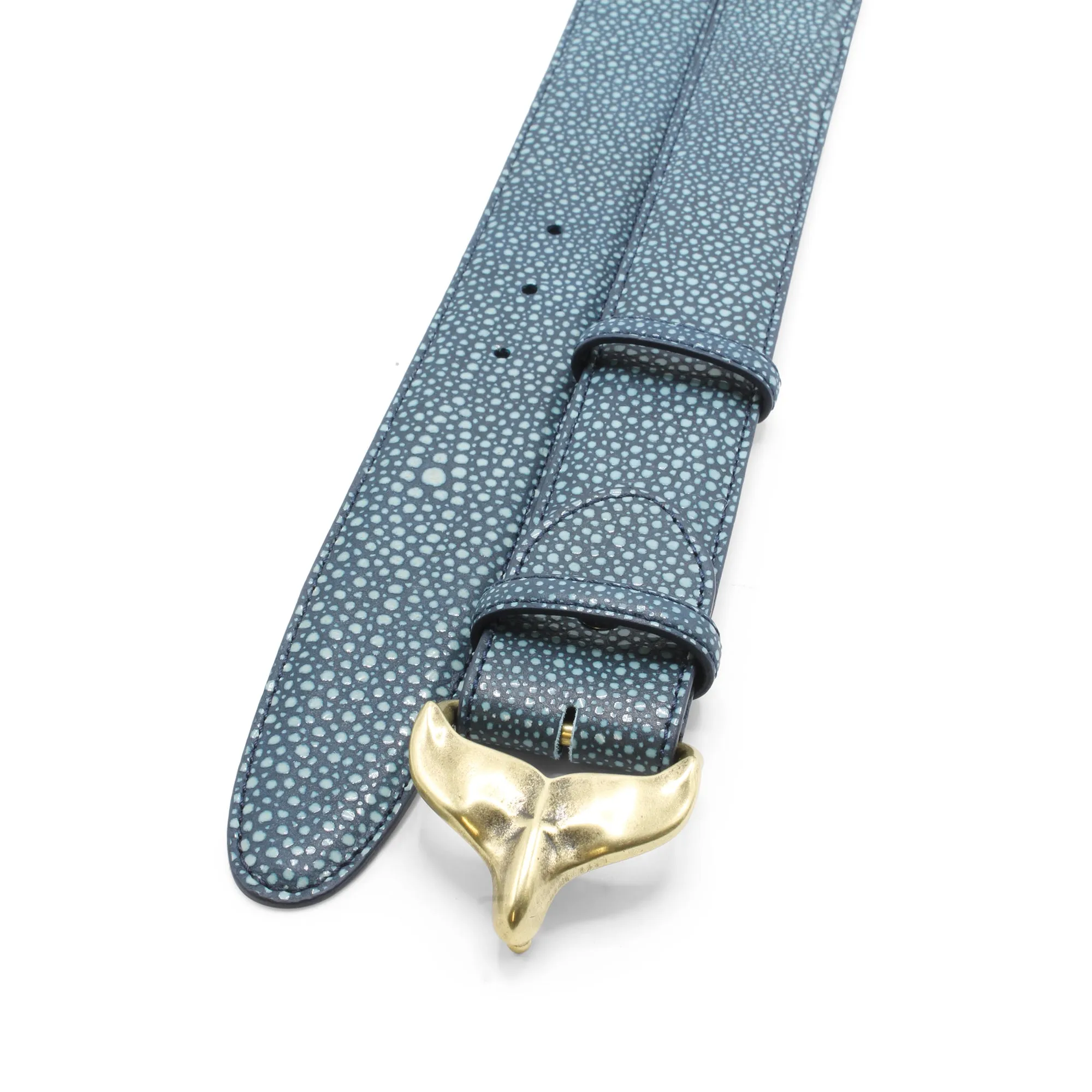 Ocean Blue Mock Stingray Whale Tail Belt