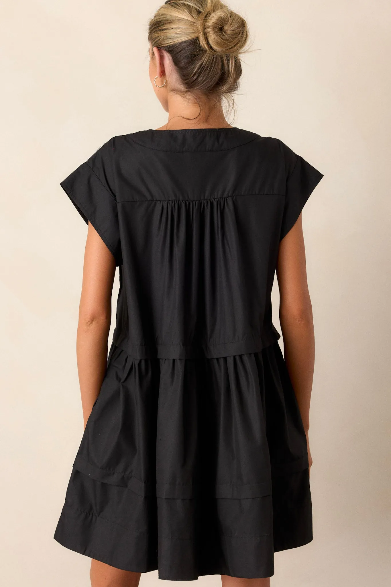 Pack Your Bags Black Short Sleeve Mini Dress