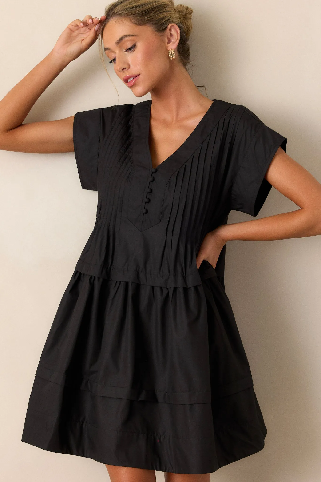 Pack Your Bags Black Short Sleeve Mini Dress