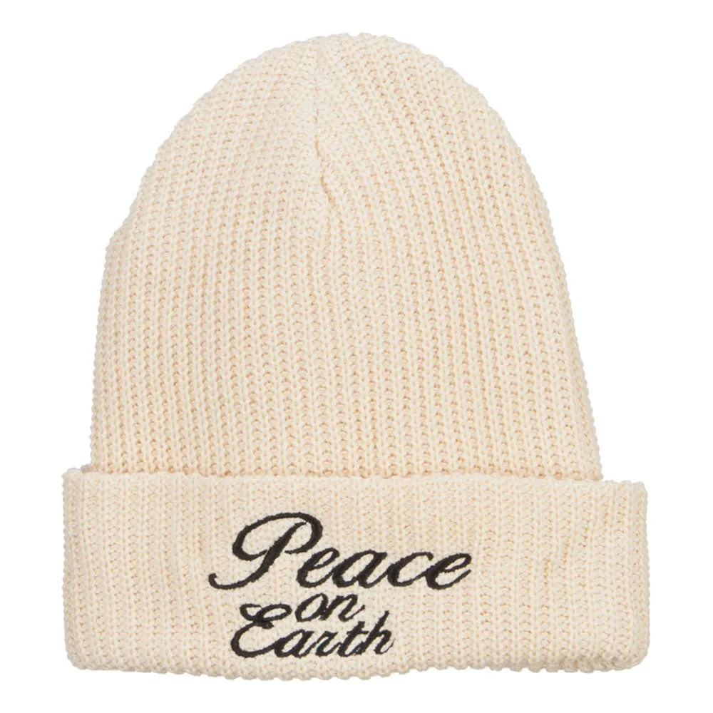 Peace on Earth Embroidered XL Ribbed Beanie