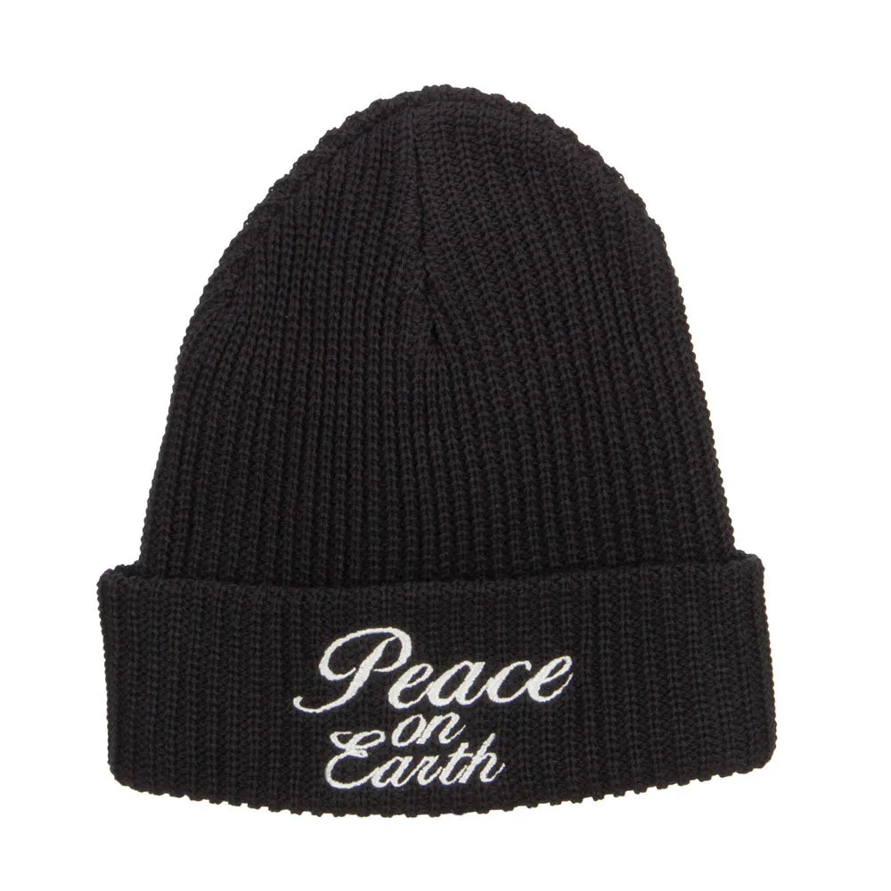 Peace on Earth Embroidered XL Ribbed Beanie