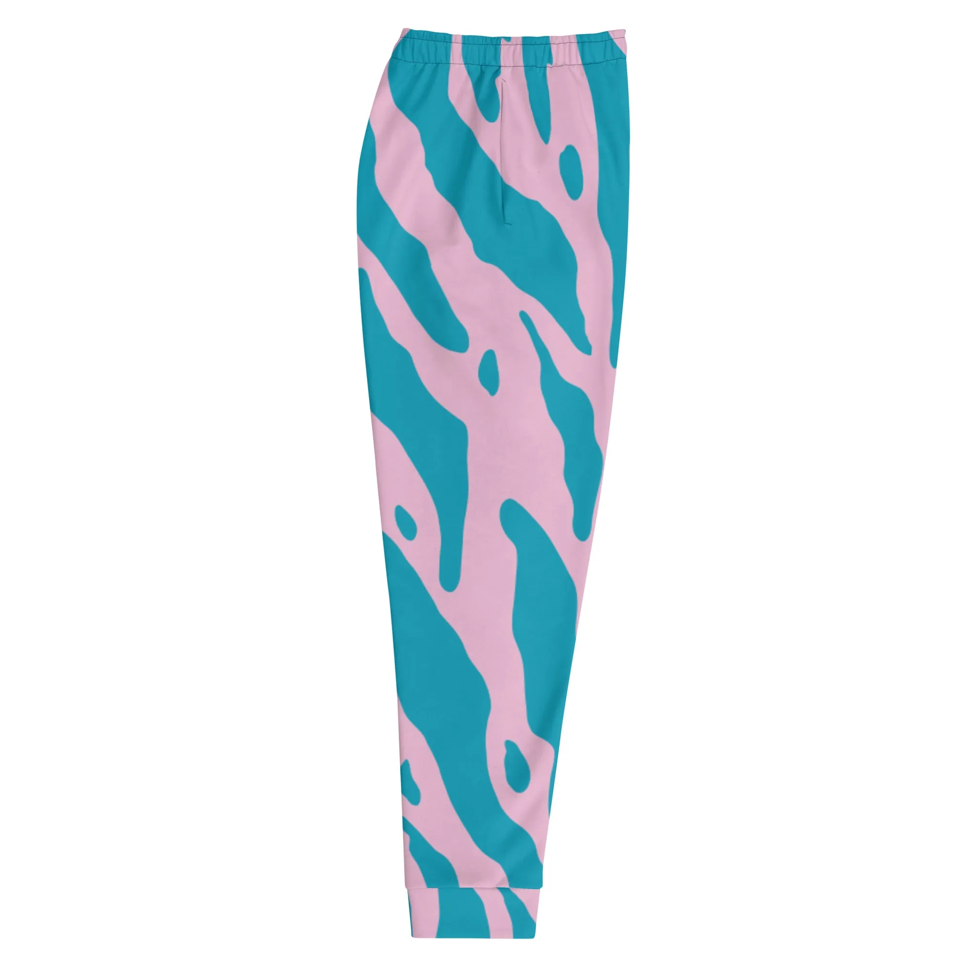 Pink Blue Striped Men's Joggers, Colorful Geometric Men's Pants-Made in USA/EU/MX (US Size: XS-3XL)