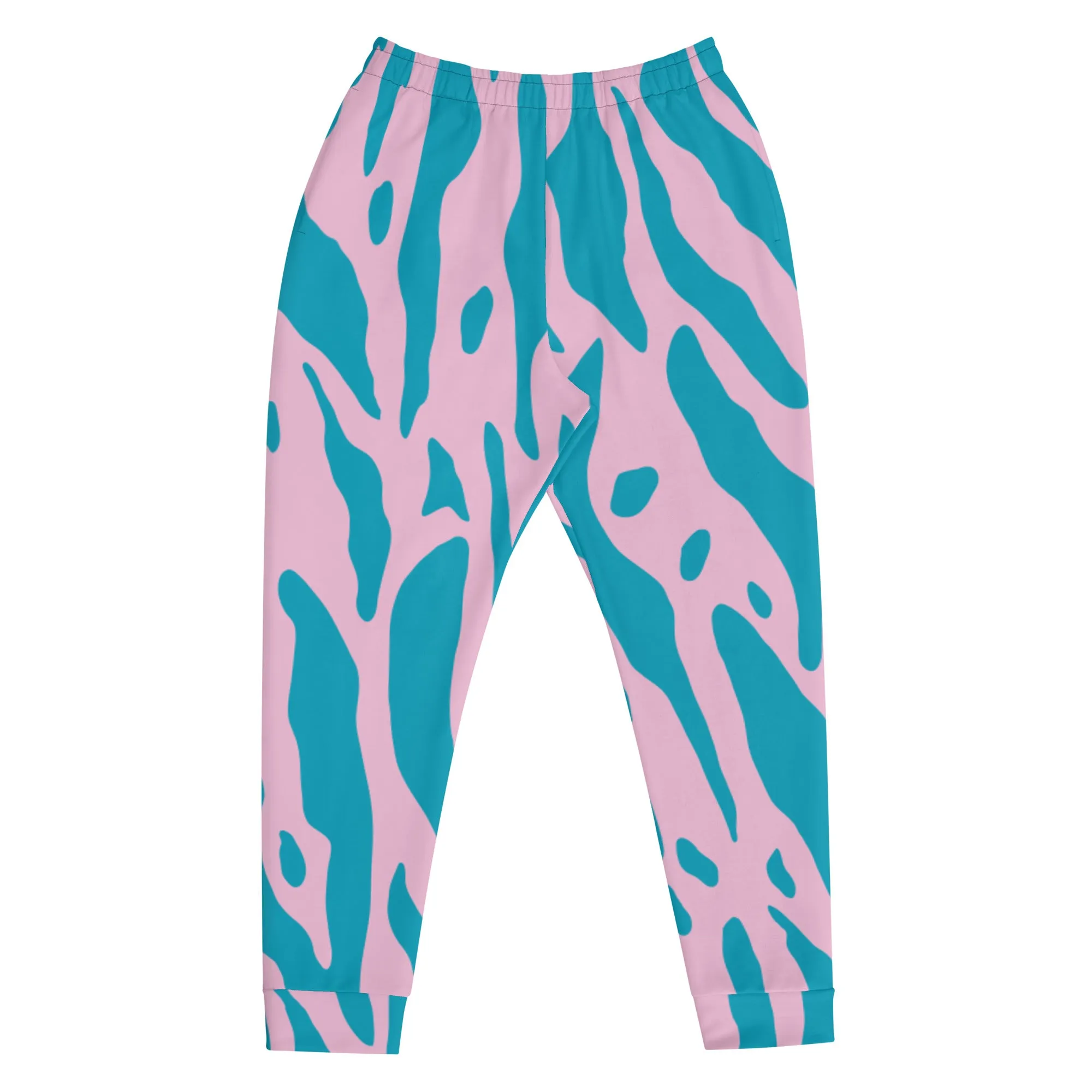 Pink Blue Striped Men's Joggers, Colorful Geometric Men's Pants-Made in USA/EU/MX (US Size: XS-3XL)