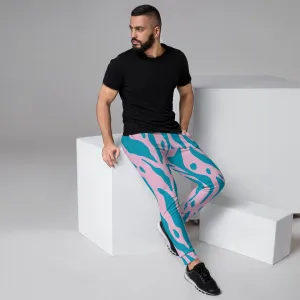 Pink Blue Striped Men's Joggers, Colorful Geometric Men's Pants-Made in USA/EU/MX (US Size: XS-3XL)